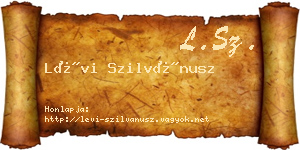 Lévi Szilvánusz névjegykártya